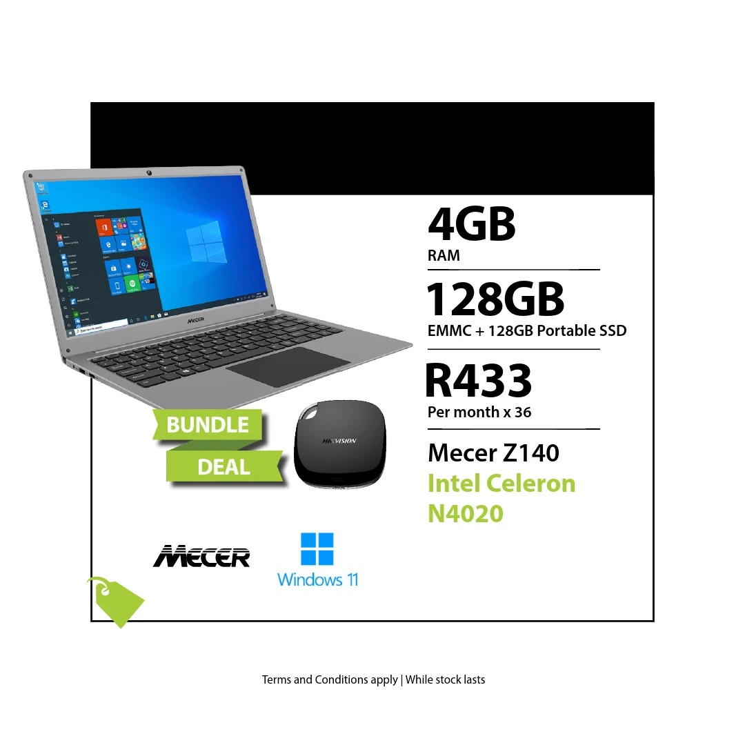 Mecer MyLife Z140 + 128GB Portable SSD